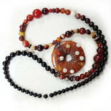 Full boho chic necklace black onyx red agate copper