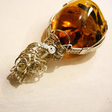 progress on Amber & sterling custom wire wrapped setting