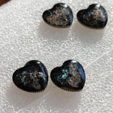 Black Opal Hearts - Faux Gemstone Earrings, Handmade Resin Heart Post Earrings