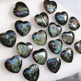 Black Opal Hearts - Faux Gemstone Earrings, Handmade Resin Heart Post Earrings
