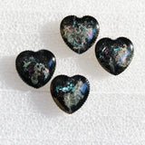 Black Opal Hearts - Faux Gemstone Earrings, Handmade Resin Heart Post Earrings