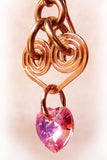 Pink Heart Swarovski Crystal Handmade Wire Wrapped Earrings