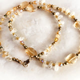 gold citrine natural gemstone short (17") necklace with gold lobster claw clasp