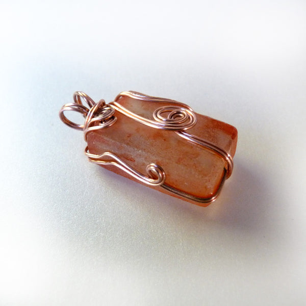 recycled orange bottle glass beautiful wire wrapped copper