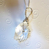 Wire wrap rock crystal & sterling silver handmade necklace