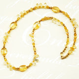 Petite Citrine Beaded Necklace w gold accents & GF clasp