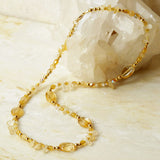 17 inch Citrine Beaded Necklace with gold filled clasp