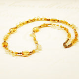 Petite Citrine Beaded Necklace with gold filled