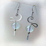 Hammered Sterling & Dichroic Glass Earrings