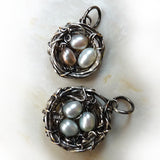 Handmade jewelry wire wrapped nest with pearls