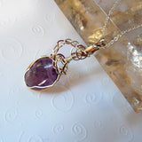 handmade Amethyst, silver & copper purple quartz pendant