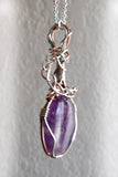 purple, silver and copper wire wrap pendant amethyst