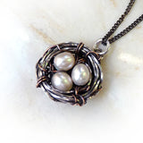 Nest with Pearl Eggs Pendant - CUSTOM Nests
