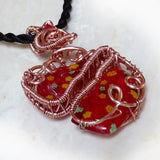 Broken Heart Glass Pendant OOAK Wire Wrapped Copper