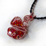 Mille Fleur Broken Heart Glass Pendant Handmade Wire