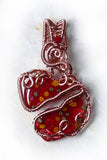 Broken Heart red necklace OOAK Wire Wrapped Copper