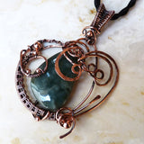 Green Jade Wire Wrapped Copper Wearable Art Necklace