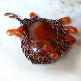 side carnelian & copper handmade OOAK pendant necklace