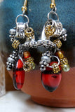 Black, Red, Silver, Gold Cluster Dangle Handmade Earrings