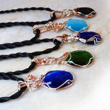 5 colorful cats eye sides of  pendant necklaces