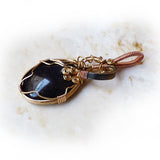 Blue Goldstone copper & bronze Wire Wrapped Pendant