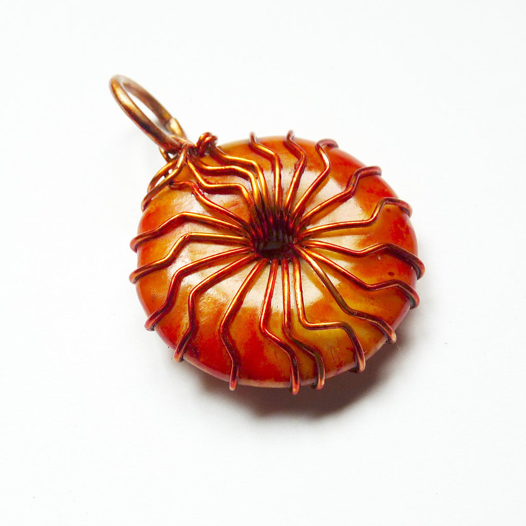 Dyed Wire Wrapped Gemstone Donut Pendant Sunburst – Rhonda Chase