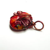 red swirl copper wire dyed gemstone pendant jewelry gift