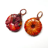 beautiful red dyed wire wrapped donut pendants jewelry