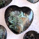 Black Opal Hearts - Faux Gemstone Earrings, Handmade Resin Heart Post Earrings