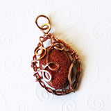 handmade copper wire wrap necklace & brown goldstone