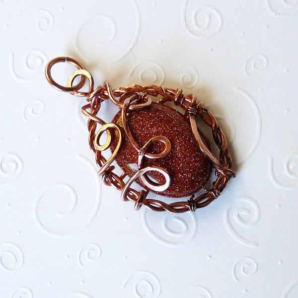 Goldstone Boho Braided Wire Wrap Rhonda Chase Design
