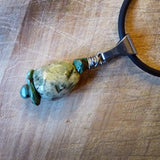 men's genuine turquoise nugget stainless steel pendant