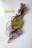 Back of Gemstone, Sterling Silver, Copper Handmade Wire Weave Pendant Statement Necklace