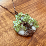 Natural Peridot Gemstone Tree of Life Wire Wrapped Pendant Necklace, Green & Copper Handmade Gemstone Jewelry, Tree Pendant