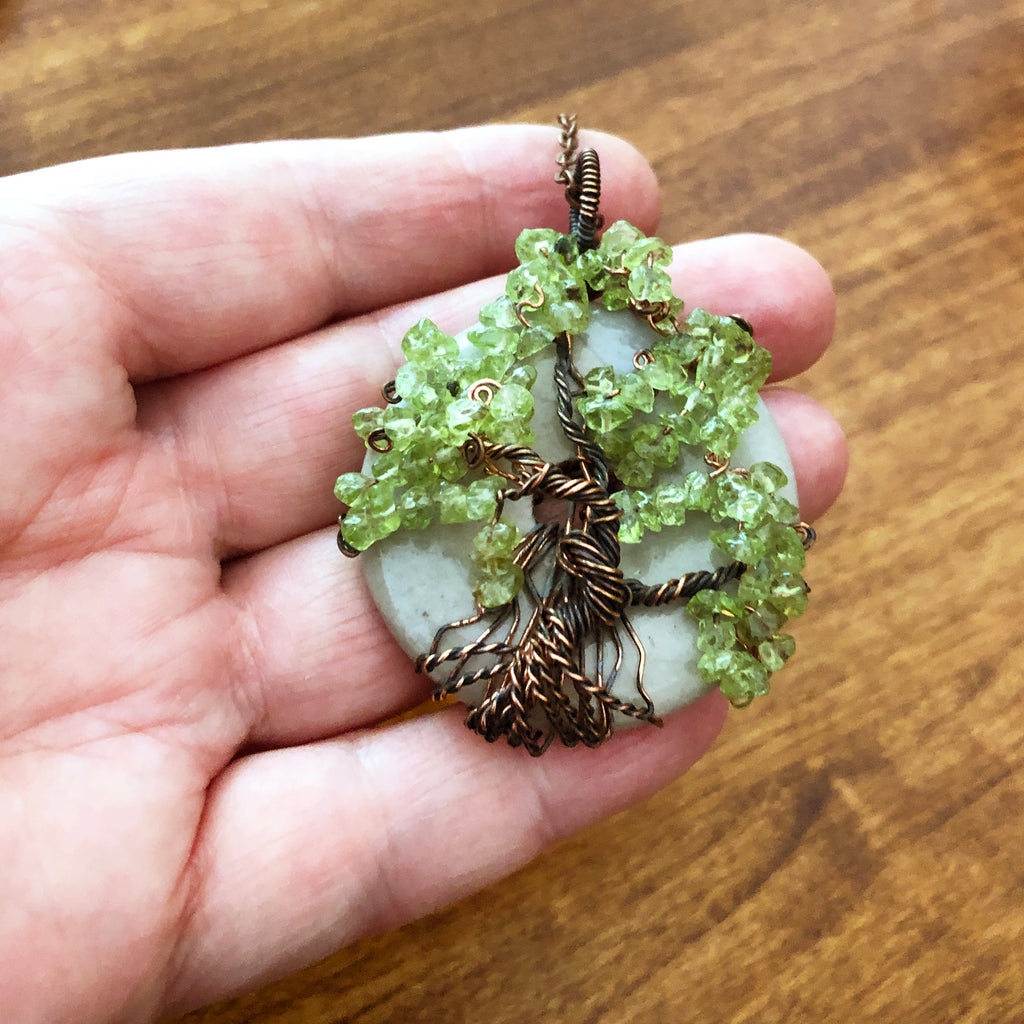 Peridot tree on sale of life necklace
