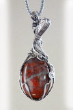 Rust, red, orange & silver handmade Wire Wrapped Pendant
