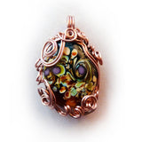 woodland bead w copper wire wrapping pendant necklace