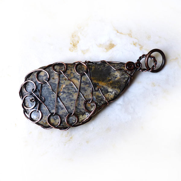 Petrified Wood & Copper OOAK Wire Wrapped Pendant