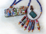 recycled jewelry made from bottle glass and reuse paper