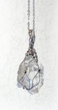 Rock crystal & sterling silver wire handmade gift necklace