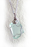 small handmade green blue sea glass sterling silver necklace