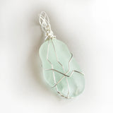 boho Wave Tumbled Light Green Sea Glass OOAK Pendant