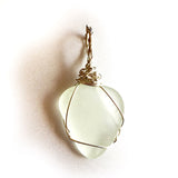Genuine real Wave Tumbled Wire Wrapped Sea Glass jewelry