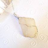 handmade pendant sterling silver &  off-white real sea glass