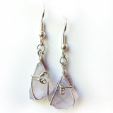 Sea Glass dangle Earrings, Handmade purple boho gypsy