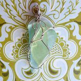 Gifts for women boho sea glass pendant silver green blue