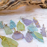 handmade purple sea glass pendants for women mom OOAK