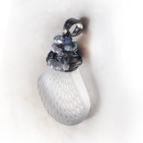 Cultured Sea Glass Shell Pendant Necklace - Stainless Steel Handmade Wire Wrapped Pendant - Recycled Glass & Stainless Steel