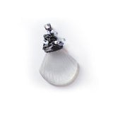 Cultured Sea Glass Shell Pendant Necklace - Stainless Steel Handmade Wire Wrapped Pendant - Recycled Glass & Stainless Steel