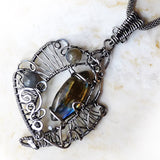Labradorite & silver OOAK wire wrapped pendant necklace